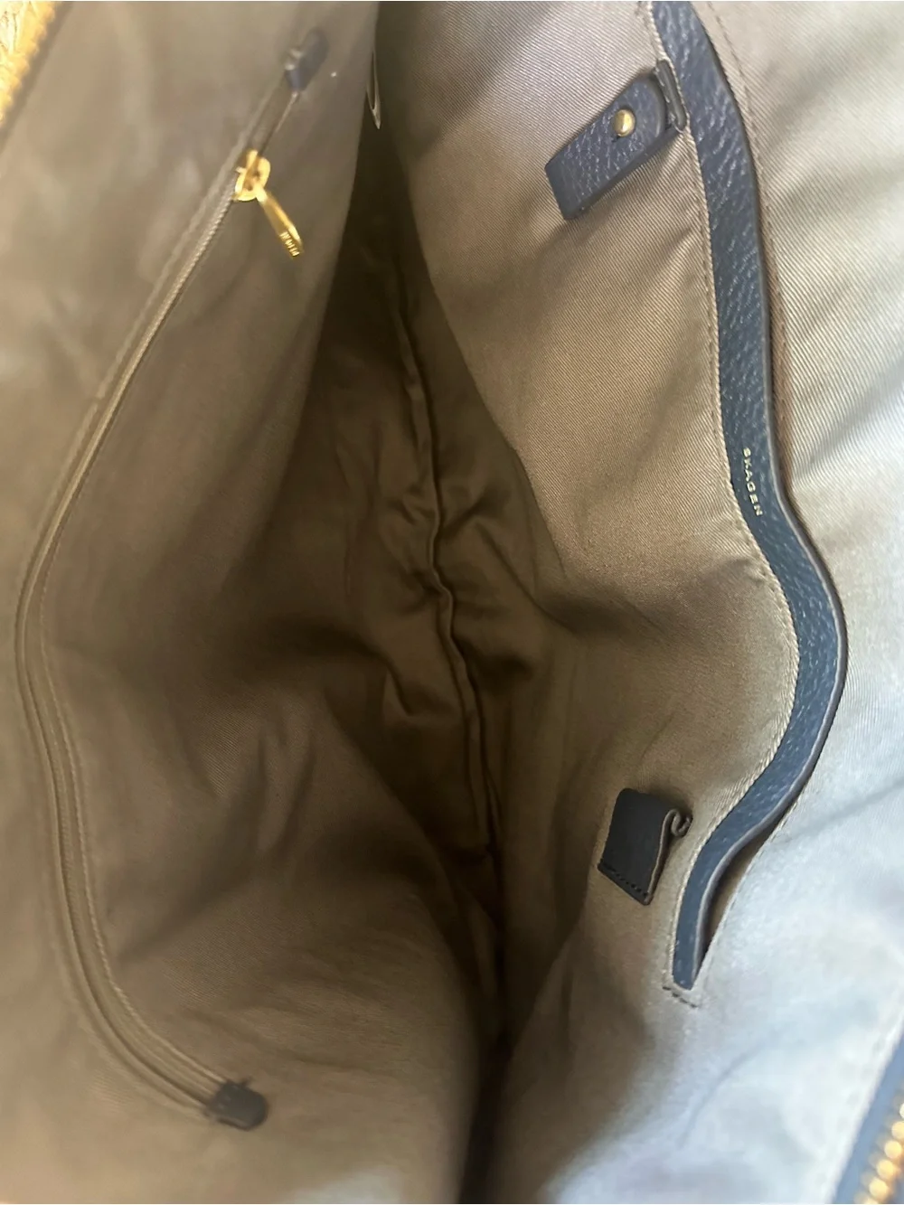 Skagen Navy Blue Leather Shoulder Tote